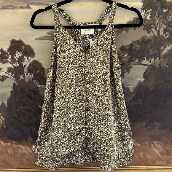 MAEVE Anthropologie NWT Floral Patterned Top in Mustard, Purple & White SIZE 2 - Picture 5 of 12